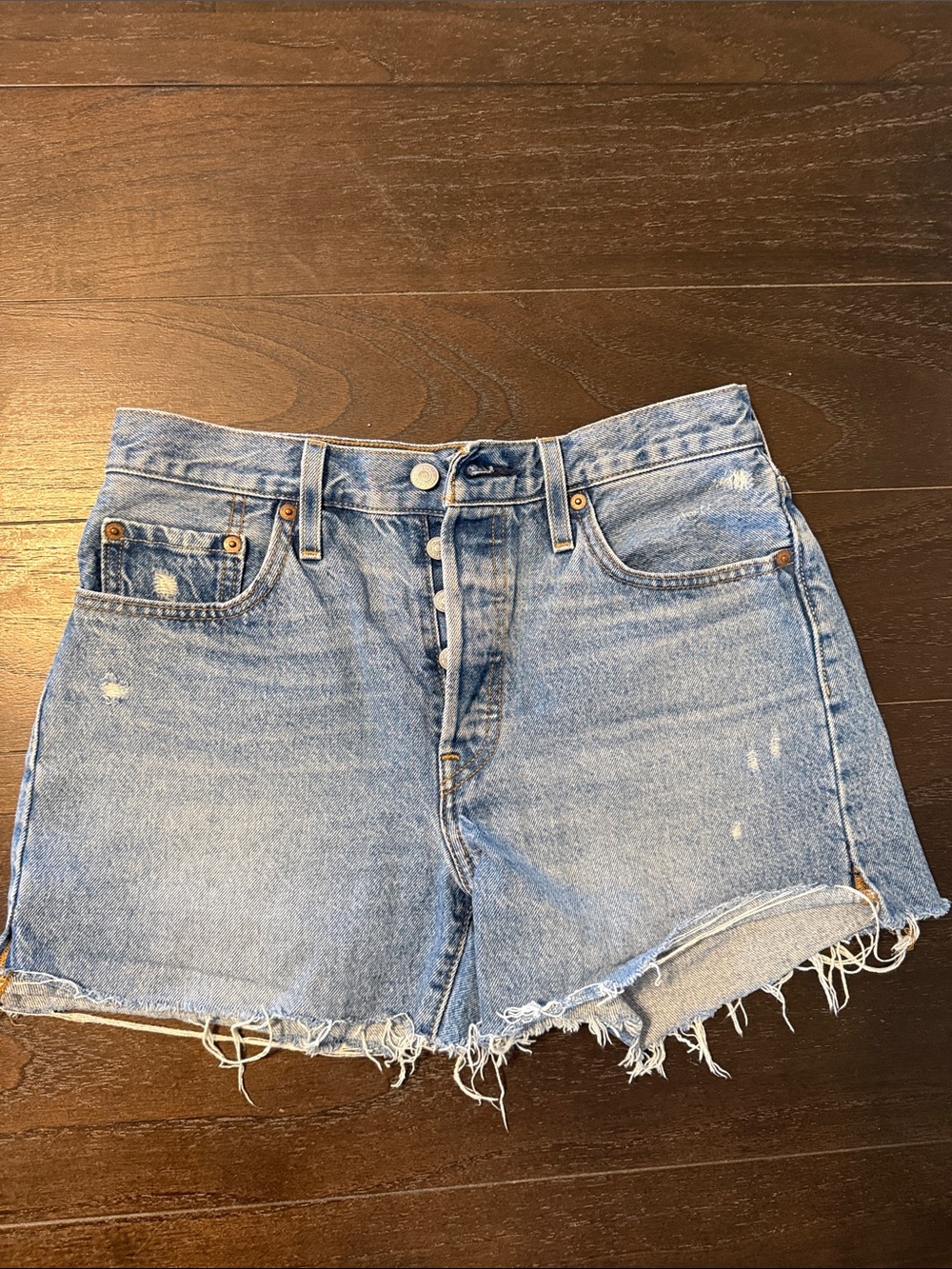 Levi's Light Blue Distressed Cutoff Denim Shorts